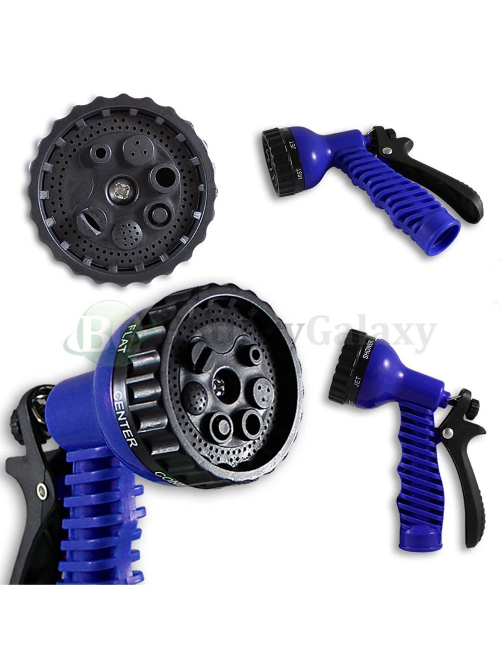 Set Of 2 New Garden Lawn Hose Nozzle Head Water Sprayer Blue - 7 SPRAY PATTERNS